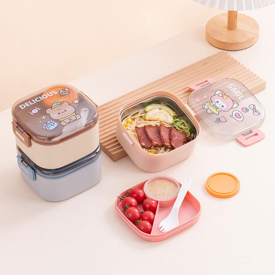 卡通方形不銹鋼飯盒(